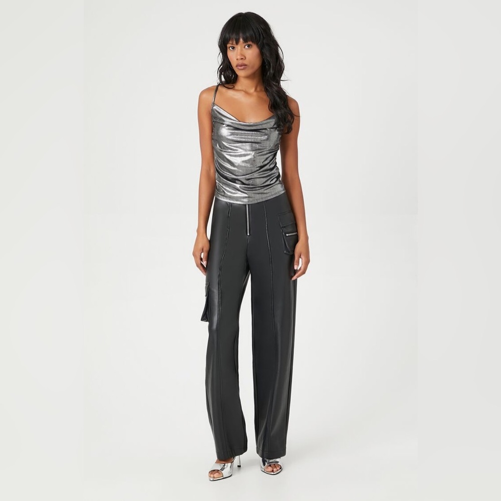 Forever 21 Faux Leather Cargo Ankle Pants